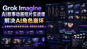 Grok Imagine AI故事动画短片实战课｜解决AI角色崩坏，从零制作电影级叙事动画、精剪成片全教程（中英字幕）-网赚36计