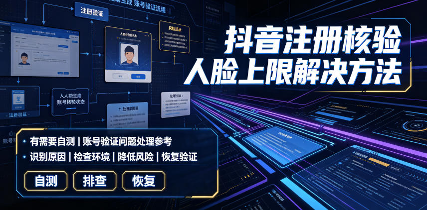抖音注册核验人脸上限解决方法，有需要自测-网赚36计