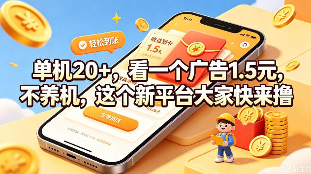 单机20+,看一个广告1.5米,不养机,这个新平台大家快来撸【揭秘】-网赚36计