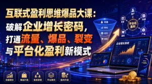互联式盈利思维爆品大课:破解企业增长密码,打通流量、爆品、裂变与平台化盈利新模式-网赚36计
