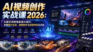 AI视频创作实战课2026：从提示词到电影级AI短片，掌握图片生成、视频制作与高级特效全流程-网赚36计