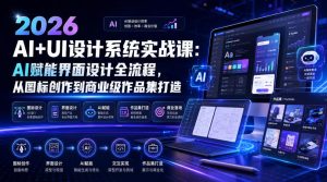 2026 AI+UI设计系统实战课：AI赋能界面设计全流程，从图标创作到商业级作品集打造-网赚36计