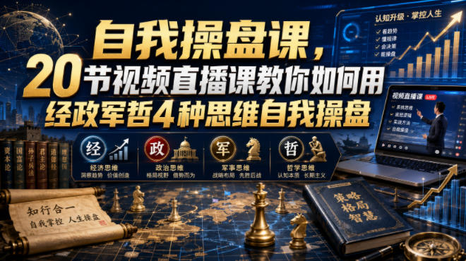 自我操盘课,20节视频直播课教你如何用经政军哲4种思维自我操盘-网赚36计