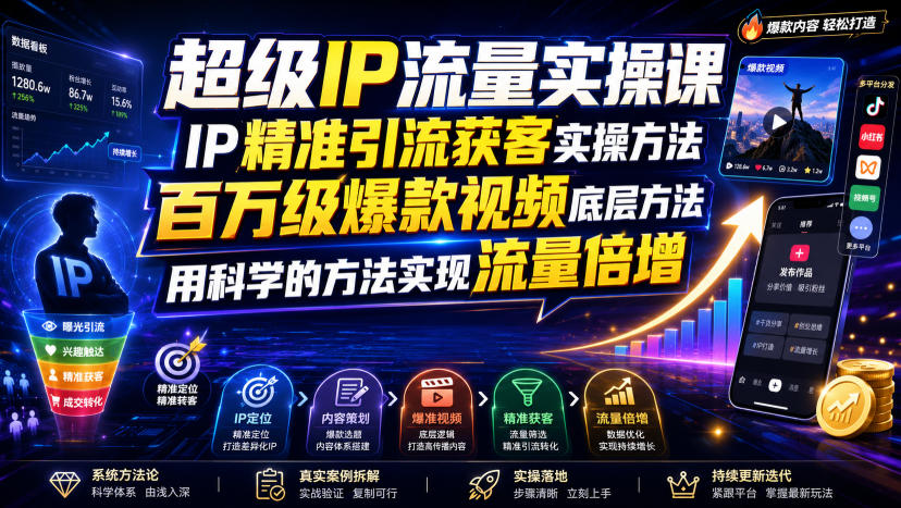 超级IP流量实操课,IP精准引流获客实操方法,百万级爆款视频底层方法,用科学的方法实现流量倍增-网赚36计