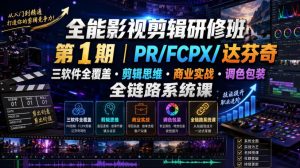 全能影视剪辑研修班第1期｜PR/FCPX/达芬奇三软件全覆盖・剪辑思维・商业实战・调色包装全链路系统课-网赚36计