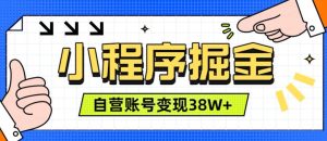 微信小程序掘金，团队自营小程序累计变现38W+，稳定运营三年，一部手机即可操作【揭秘】-网赚36计