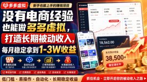 没有电商经验也能做多多虚拟，打造长期被动收入，每月稳定拿到1-3W收益【揭秘】-网赚36计