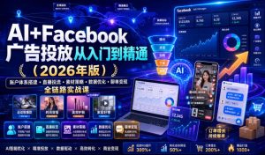 AI+Facebook广告投放从入门到精通（2026年版）｜账户体系搭建・直播投流・素材策略・数据优化・聊单变现全链路实战课-网赚36计