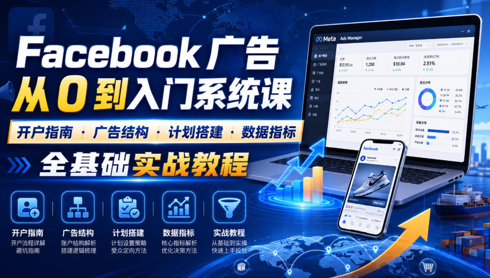 Facebook广告新手从0到入门系统课｜开户指南・广告结构・计划搭建・数据指标全基础实战教程-网赚36计