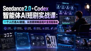 Seedance2.0+Codex智能体AI短剧实战课:一个人打造AI剧组,从创意到精品短片全流程-网赚36计