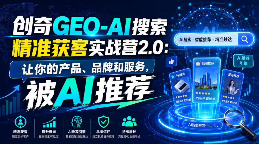 创奇GEO-AI搜索精准获客实战营2.0：让你的产品、品牌和服务，被AI推荐-网赚36计