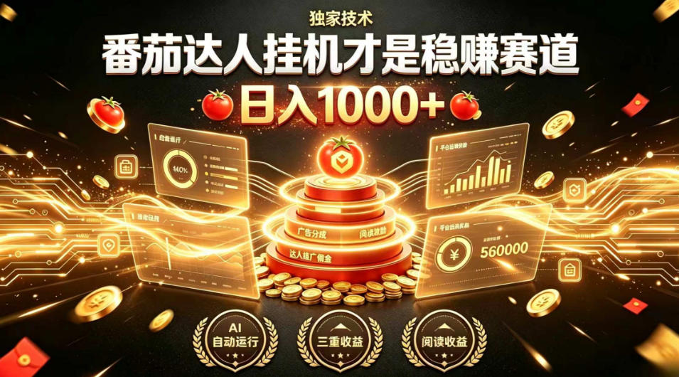 别再瞎找副业！番茄达人挂G才是稳賺赛道，日入1000+，全程傻瓜式操作，可矩阵放大【揭秘】-网赚36计