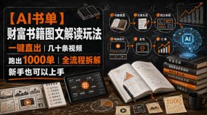 【AI书单】财富书籍图文解读玩法，一键直出，几十条视频，跑出1000单，全流程拆解，新手也可以上手-网赚36计