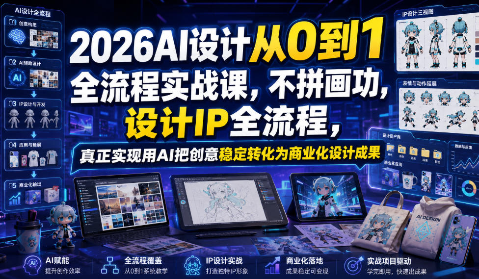 2026AI设计从0到1全流程实战课，不拼画功，设计IP全流程，真正实现用AI把创意稳定转化为商业化设计成果-网赚36计