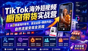 TikTok海外短视频橱窗带货实战营｜从0搭建海外账号，算法运营+爆款内容+自然流量变现全流程-网赚36计