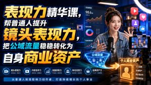 表现力精华课，帮普通人提升镜头表现力，把公域流量稳稳转化为自身商业资产-网赚36计