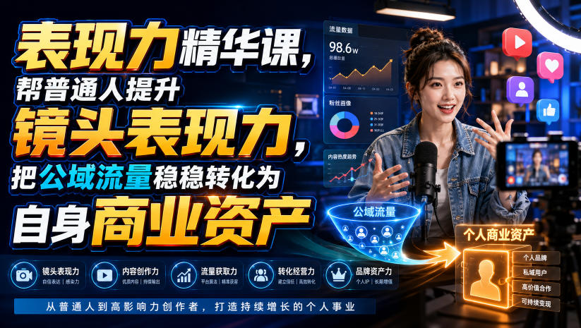 表现力精华课，帮普通人提升镜头表现力，把公域流量稳稳转化为自身商业资产-网赚36计