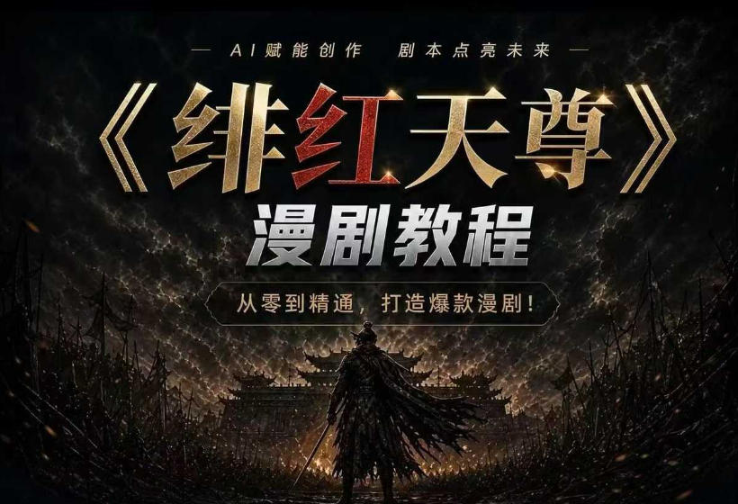 绯红天尊AI漫剧系统教程|从零入门到精通,工具运用+剧本创作+爆款逻辑+提示词素材+镜头剪辑,全套爆款漫剧落地实战课-网赚36计
