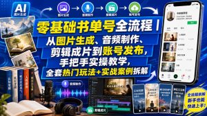 零基础书单号全流程|从图片生成、音频制作、剪辑成片到账号发布,手把手实操教学,全套热门玩法+实战案例拆解-网赚36计