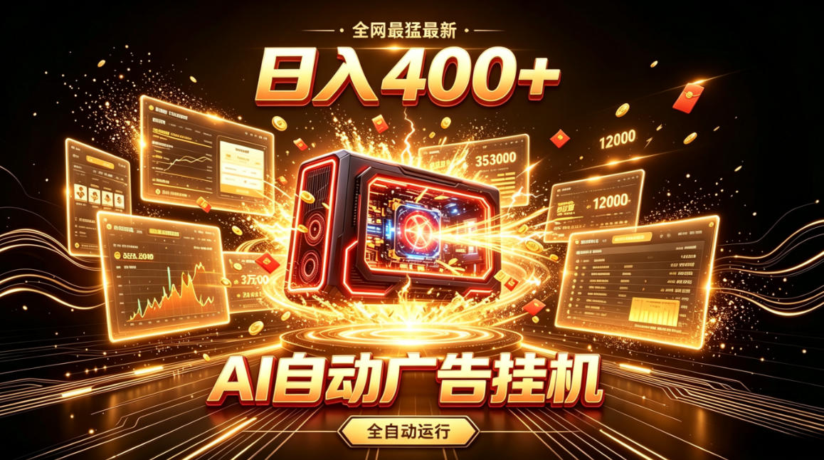 全网最猛最新的AI自动广告挂G，狠收益日入400+，真正做到躺賺式变现【揭秘】-网赚36计