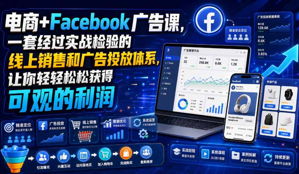 电商+Facebook广告课，一套经过实战检验的线上销售和广告投放体系，让你轻轻松松获得可观的利润【原创双语字幕】-网赚36计