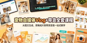 宠物自媒体Vlog+带货全套课程｜从图文生成、剪辑成片到带货变现一站式教学-网赚36计