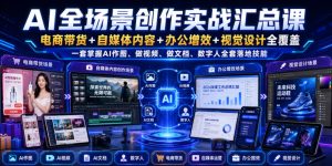 AI全场景创作实战汇总课｜电商带货+自媒体内容+办公增效+视觉设计全覆盖，一套掌握AI作图、做视频、做文档、数字人全套落地技能-网赚36计
