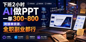 下班2小时AI做PPT，一单300~800，附接单资源，全职副业都行【揭秘】-网赚36计