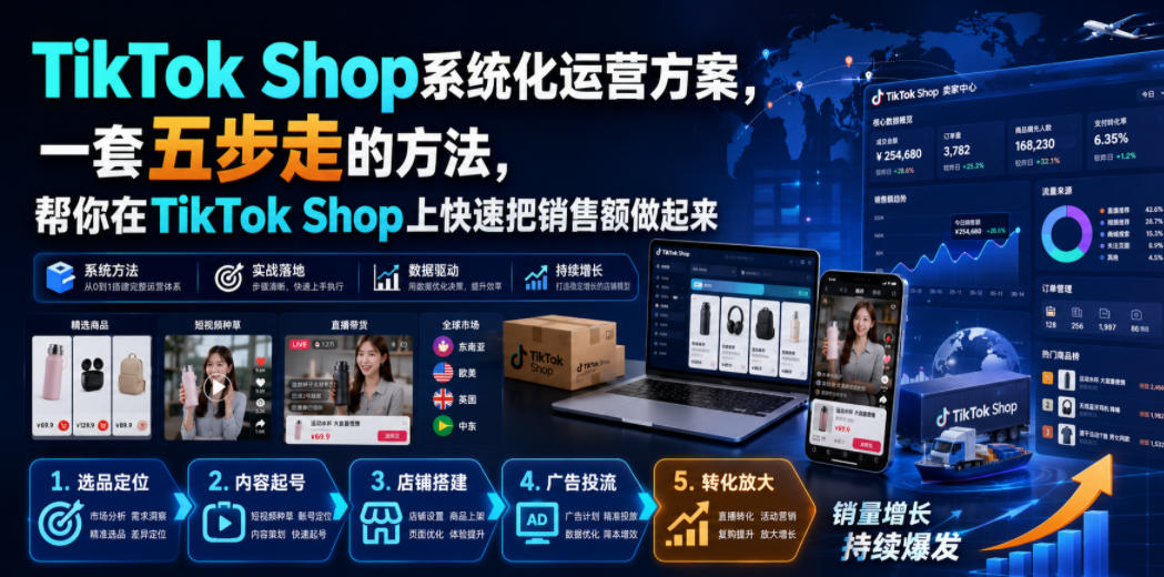 TikTok Shop系统化运营方案，一套五步走的方法，帮你在TikTok Shop上快速把销售额做起来【原创双语字幕】-网赚36计