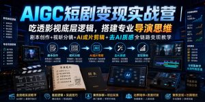 AIGC短剧变现实战营|吃透影视底层逻辑,搭建专业导演思维,剧本创作+视听分镜+AI成片剪辑+去AI质感全链路变现教学-网赚36计