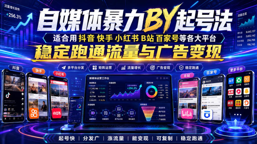 自媒体暴力搬运起号法，适合用抖音快手小红书B站百家号等各大平台，稳定跑通流量与广告变现-网赚36计