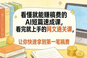 看懂就能賺稿费的AI短篇速成课,看完就上手的网文通关课,让你快速拿到第一笔稿费(更新8月)-网赚36计