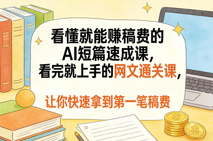看懂就能賺稿费的AI短篇速成课,看完就上手的网文通关课,让你快速拿到第一笔稿费(更新8月)-网赚36计