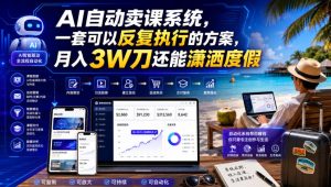 AI自动卖课系统,一套可以反复执行的方案,月入3W刀还能潇洒度假【原创双语字幕】-网赚36计