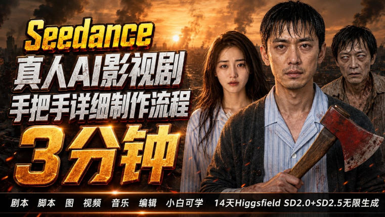 3分钟真人AI影视剧怎么做？SD 2.0手把手完整制作流程｜Higgsfield 14天SD 2.0/2.5无限生成-网赚36计