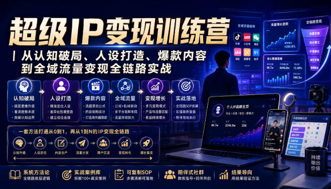超级IP变现训练营｜从认知破局、人设打造、爆款内容到全域流量变现全链路实战-网赚36计