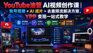 YouTube油管AI视频创作课｜账号搭建+AI成片+去重限流解决方案，YPP变现一站式教学-网赚36计