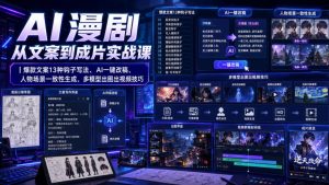 AI漫剧从文案到成片实战课｜爆款文案13种钩子写法、AI一键改稿、人物场景一致性生成、多模型出图出视频技巧-网赚36计