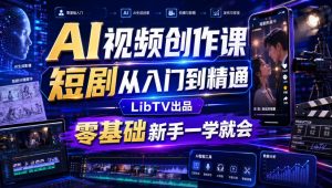 AI视频创作课,短剧从入门到精通,LibTV出品,零基础新手一学就会-网赚36计