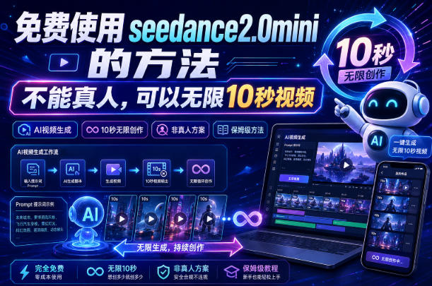 免费使用seedance2.0mini的方法，不能真人，可以无限10秒视频，9图+3音频参考-网赚36计