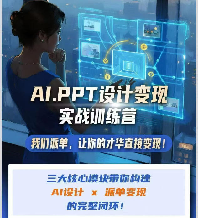 AI+PPT设计变现实战训练营,我们派单,让你的才华直接变现,三大核心模块带你构建Al设计x派单变现的完整闭环-网赚36计