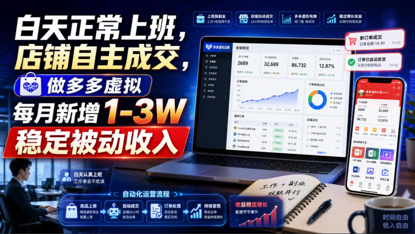 白天正常上班,店铺自主成交,做多多虚拟每月新增1-3W稳定被动收入【揭秘】-网赚36计