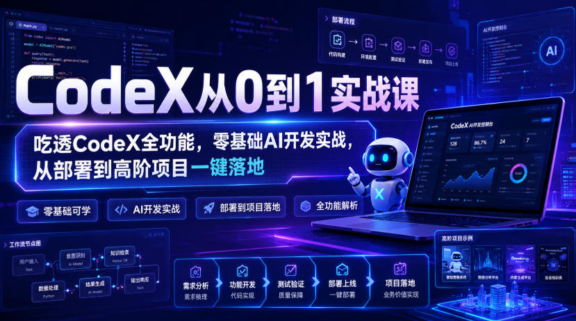 CodeX从0到1实战课，吃透CodeX全功能，零基础AI开发实战，从部署到高阶项目一键落地-网赚36计