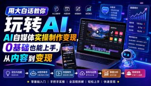 用大白话教你玩转AI，AI自媒体实操制作变现，0基础也能上手，从内容到变现-网赚36计