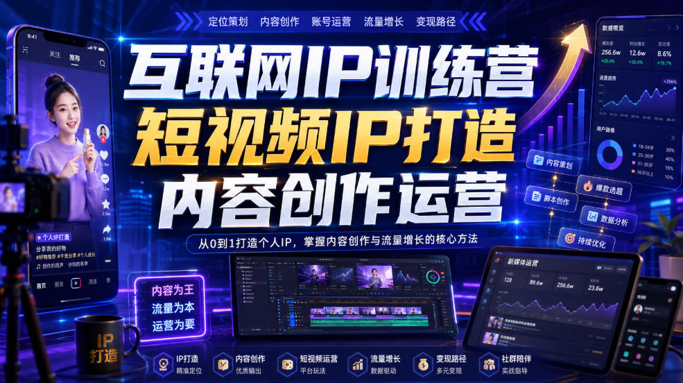 互联网IP训练营，短视频IP打造，内容创作运营-网赚36计