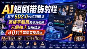 AI短剧带货教程，基于SD2.0的短剧带货，完播率超高的带货视频，无需抽卡品质拉满，从0到1完整实操流程-网赚36计