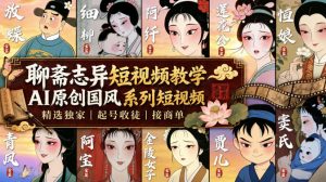 聊斋志异短视频教学，AI原创国风系列短视频，精选独家丨起号收徒丨接商单-网赚36计