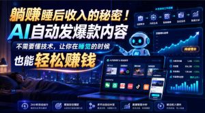 躺賺睡后收入的秘密！AI自动发爆款内容，不需要懂技术，让你在睡觉的时候也能轻松賺钱【原创双语字幕】-网赚36计