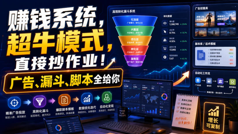 賺钱系统，超牛模式，直接抄作业！广告、漏斗、脚本全给你【原创双语字幕】-网赚36计