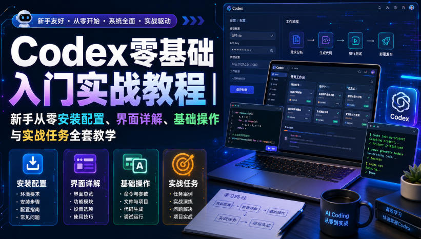 Codex零基础入门实战教程｜新手从零安装配置、界面详解、基础操作与实战任务全套教学-网赚36计